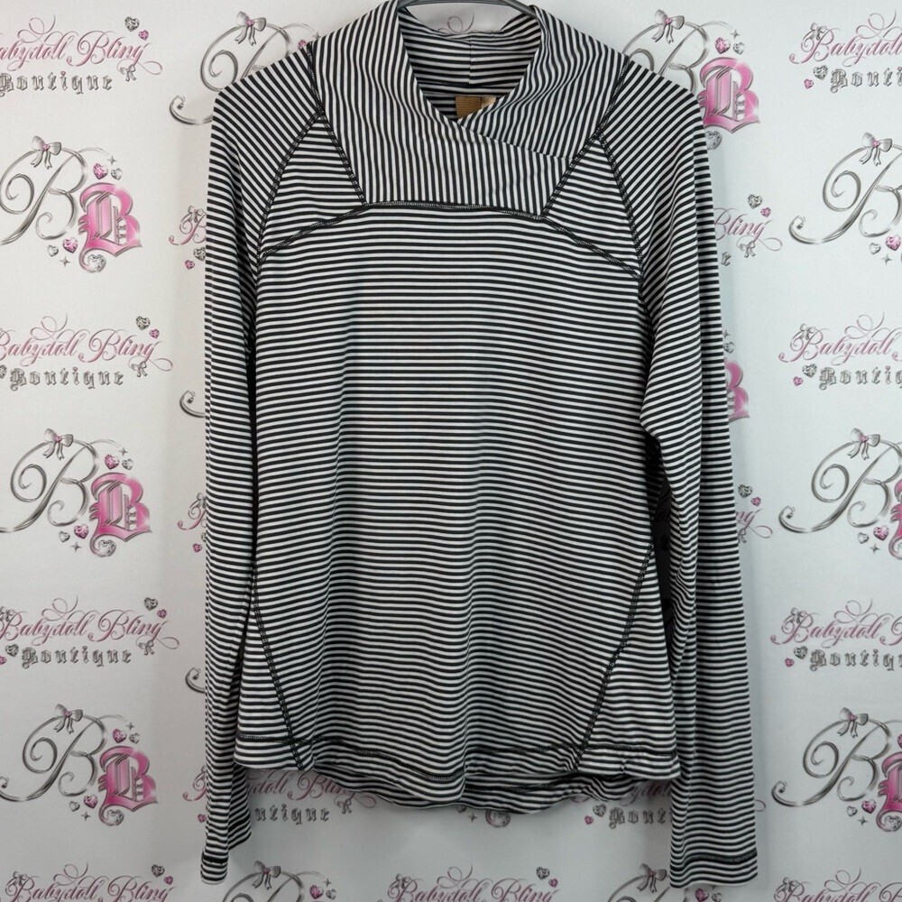 Indyeva long sleeve stripes stretchy Striped Black and White Women's Top